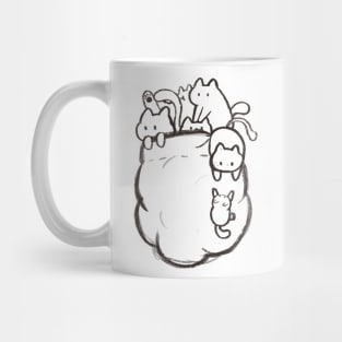 Kawaii sketchy pocket cats Mug